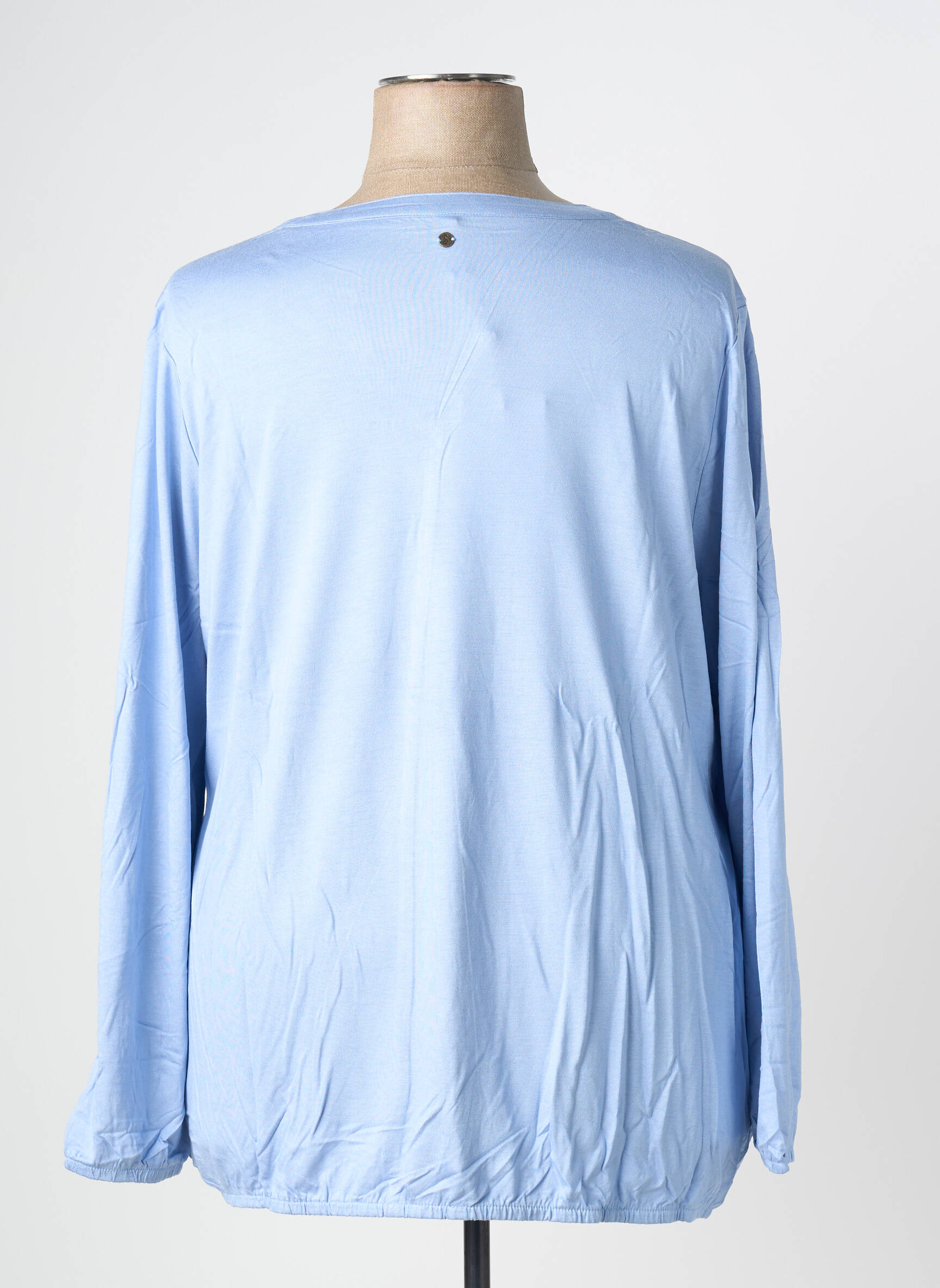 Blouse tissage popeline manches longues bleu SHEEGO femme
