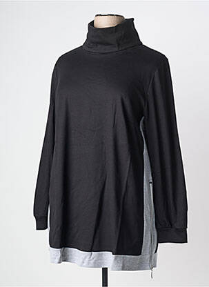 Pull col roulé coupe droite manches longues noir SHEEGO femme