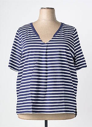 T-shirt col v manches courtes bleu SHEEGO femme