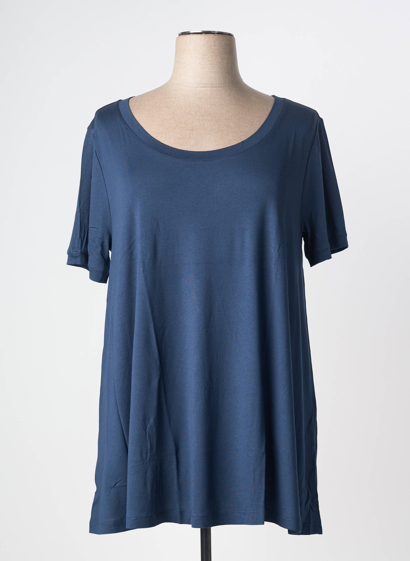 T-shirt col rond manches courtes bleu SHEEGO femme