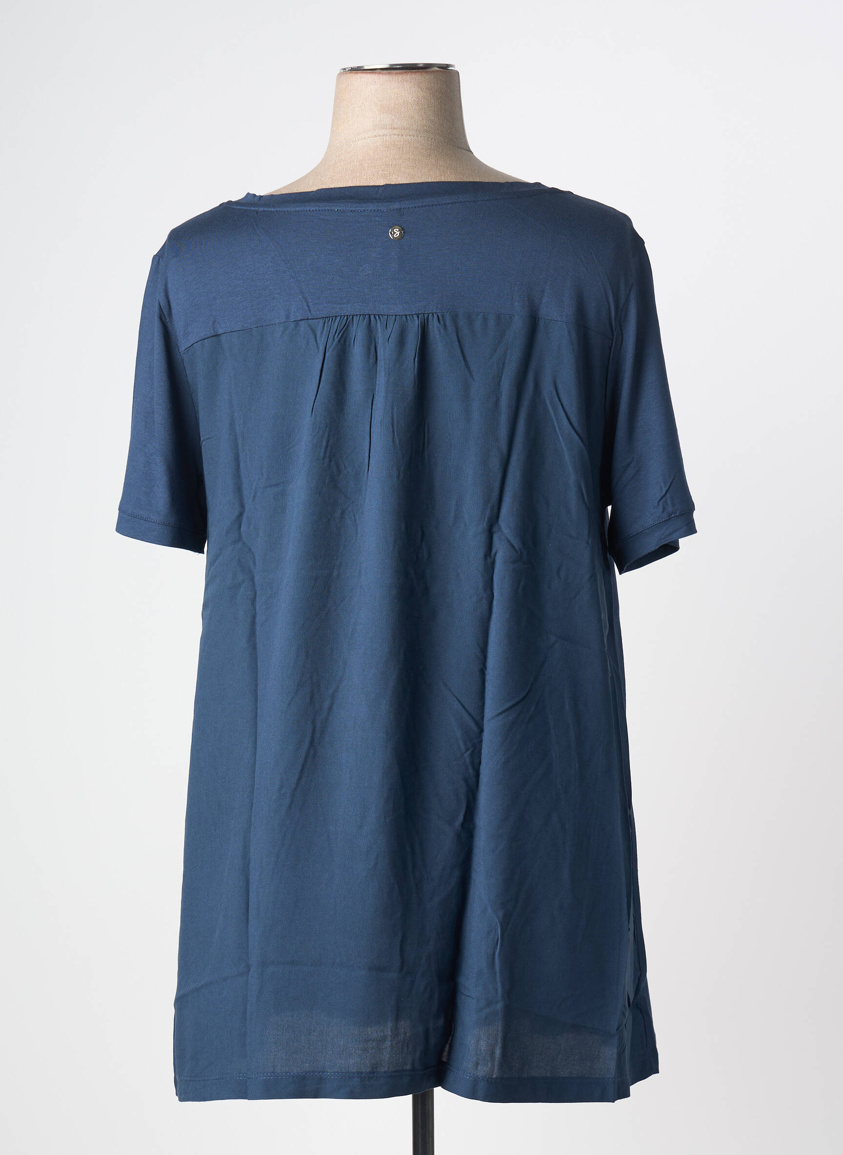 T-shirt col rond manches courtes bleu SHEEGO femme