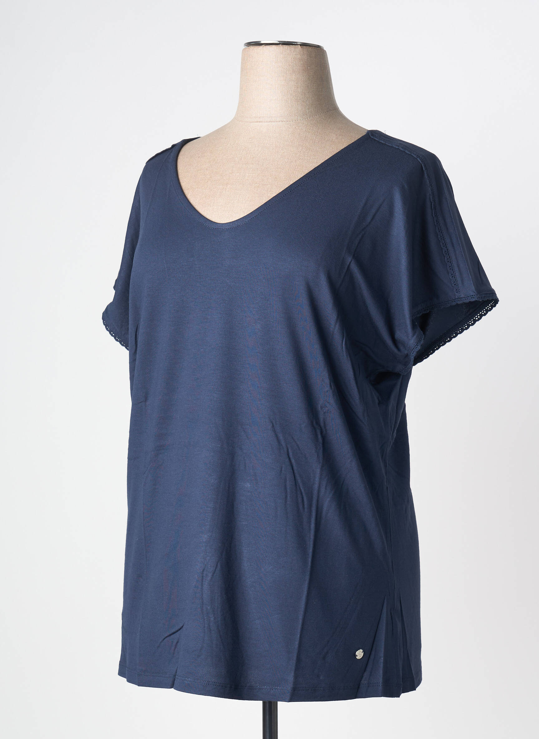Top stretch manches courtes bleu SHEEGO femme