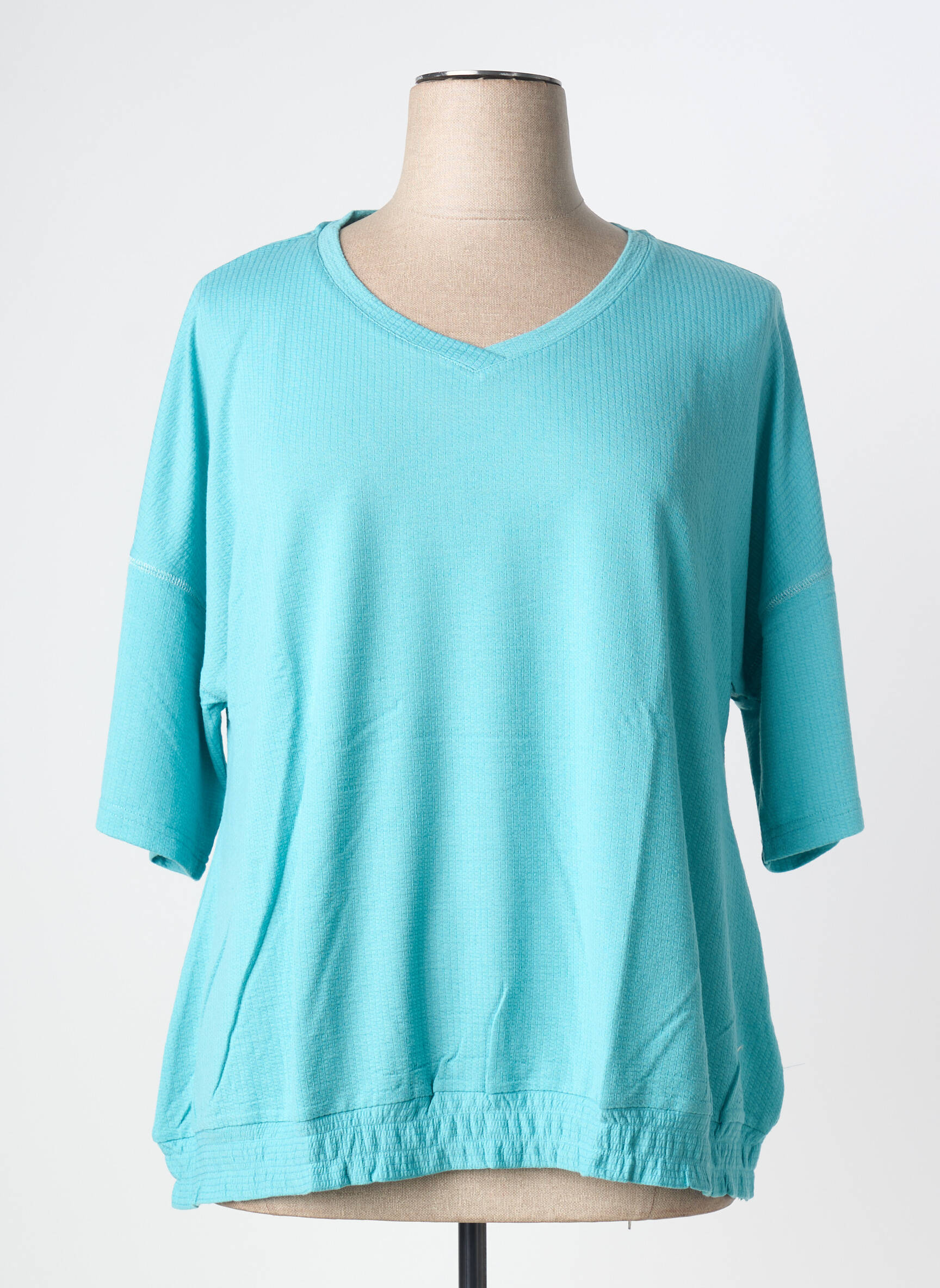 Top stretch manches 3/4 bleu SHEEGO femme