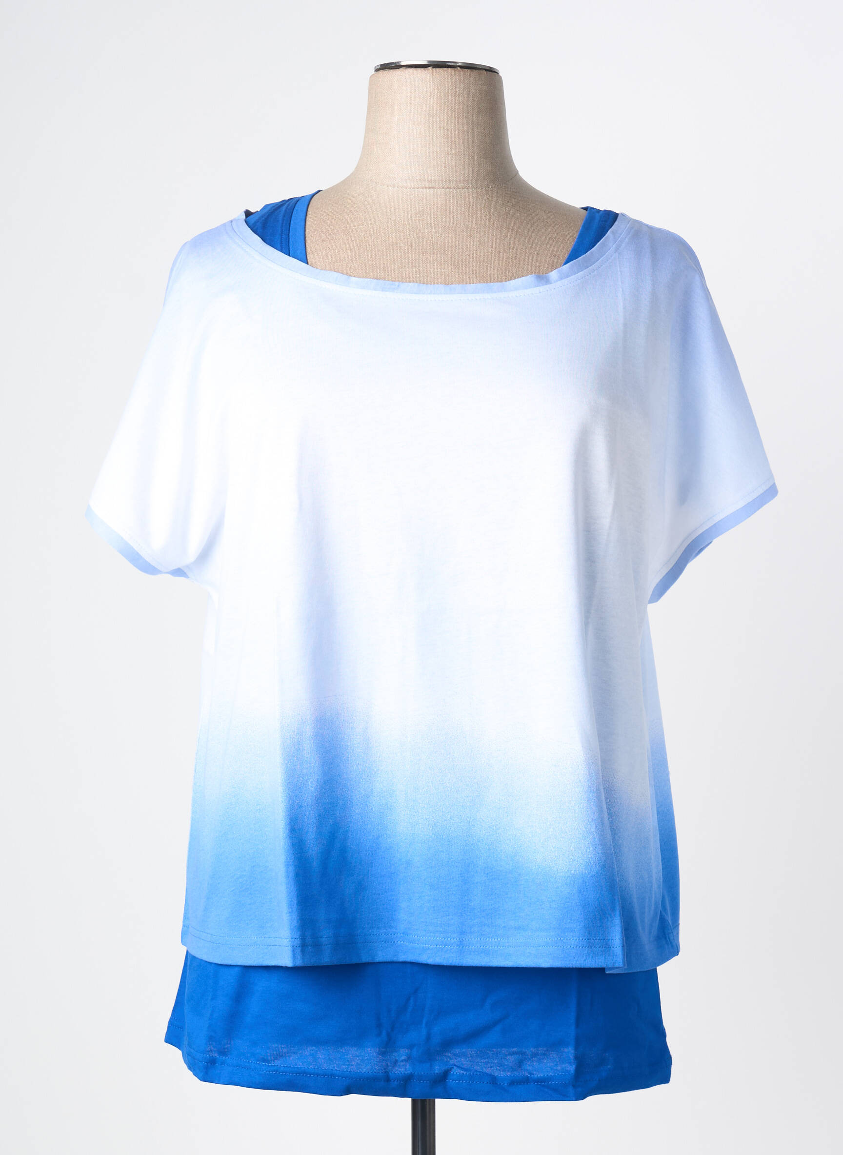 T-shirt stretch manches courtes bleu SHEEGO femme