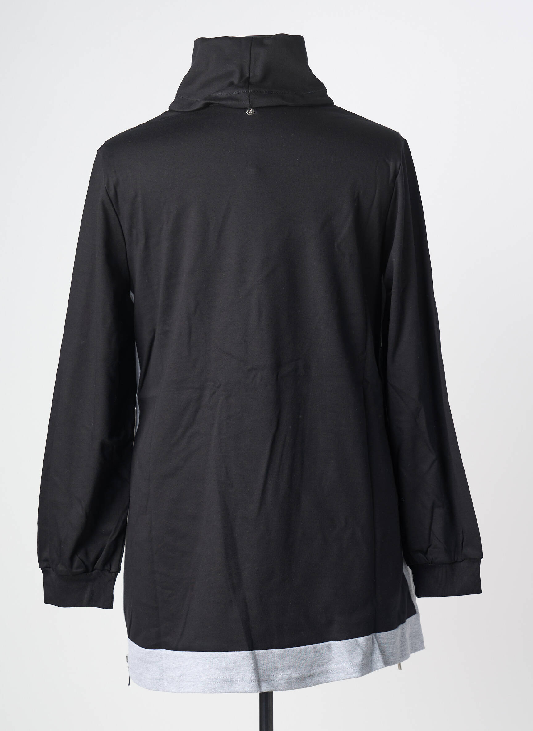 Pull col roulé coupe droite manches longues noir SHEEGO femme
