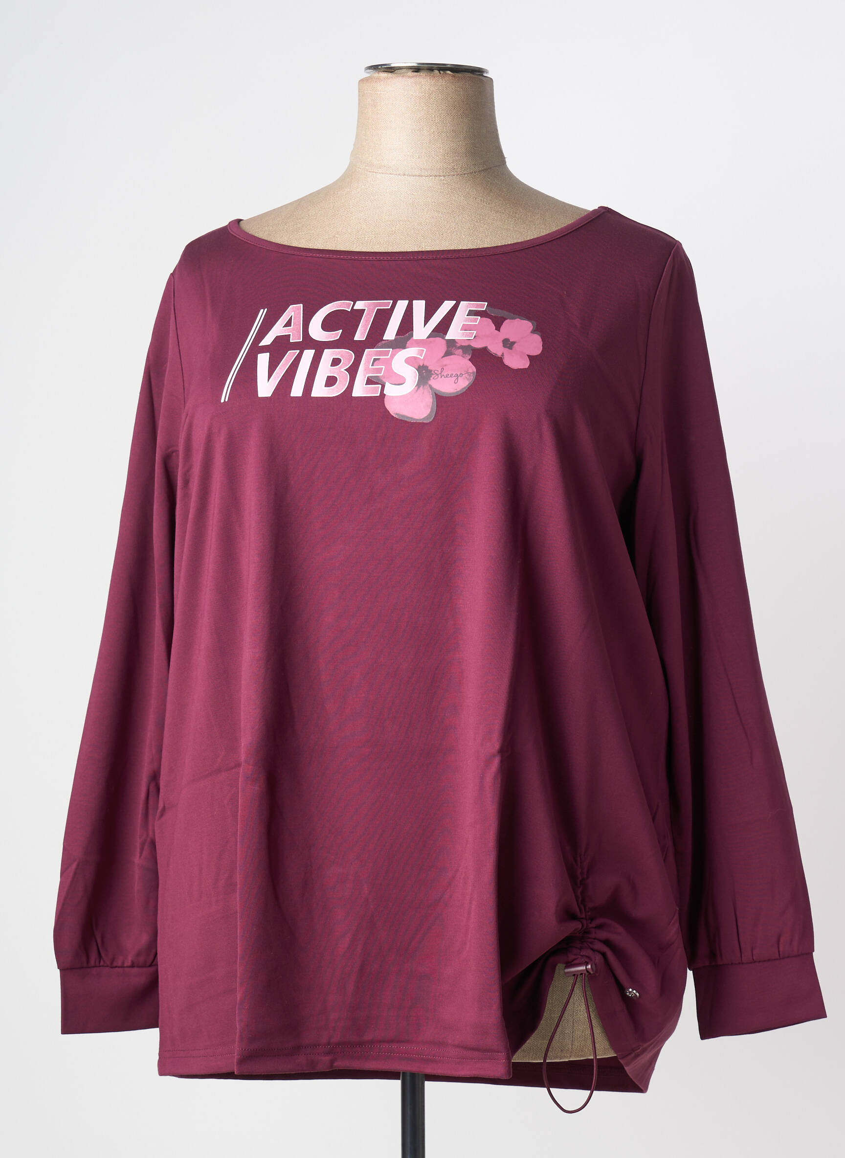 T-shirt sérigraphie floquée manches longues violet SHEEGO femme