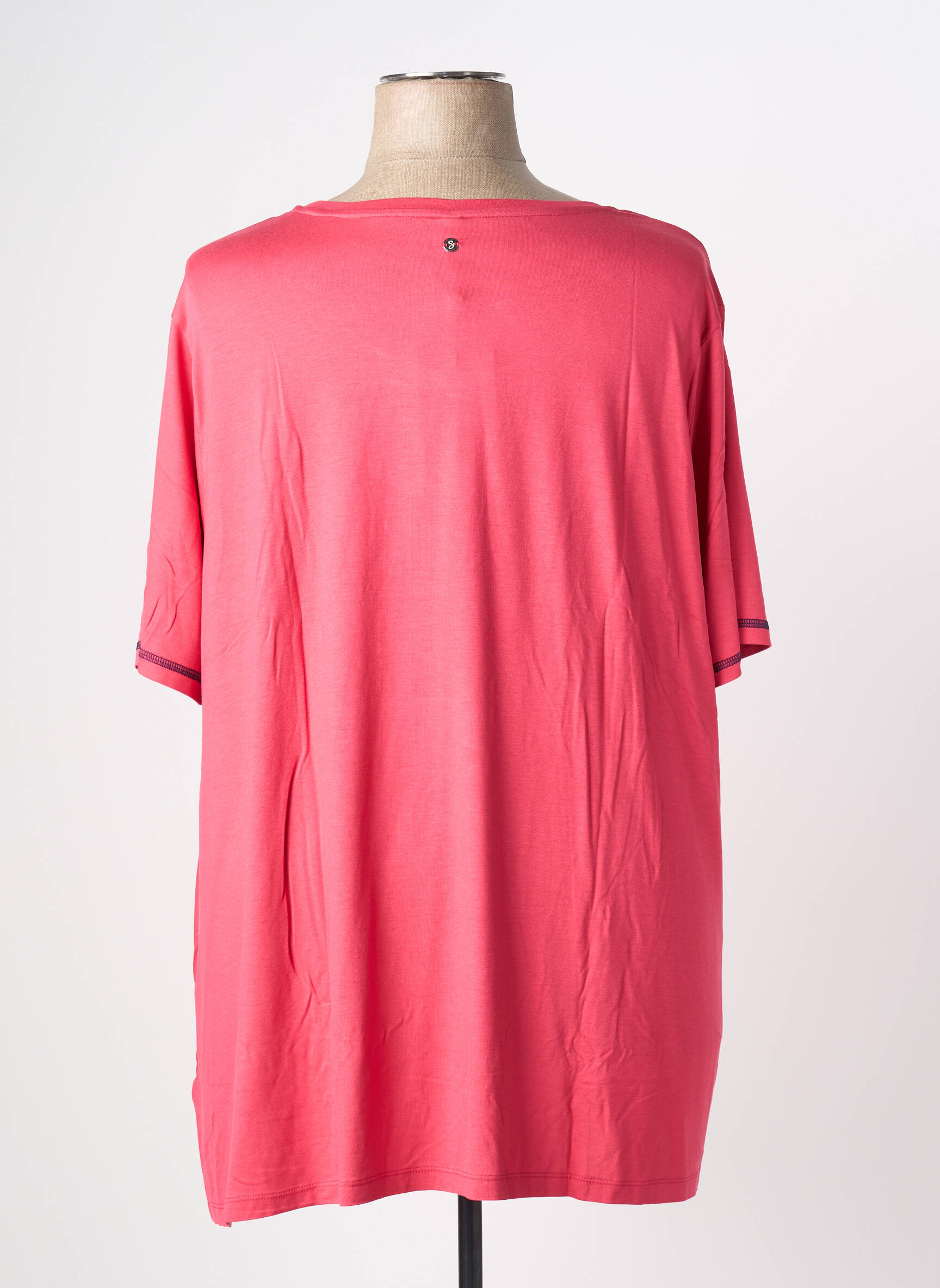 Top coupe fluide manches courtes rose SHEEGO femme