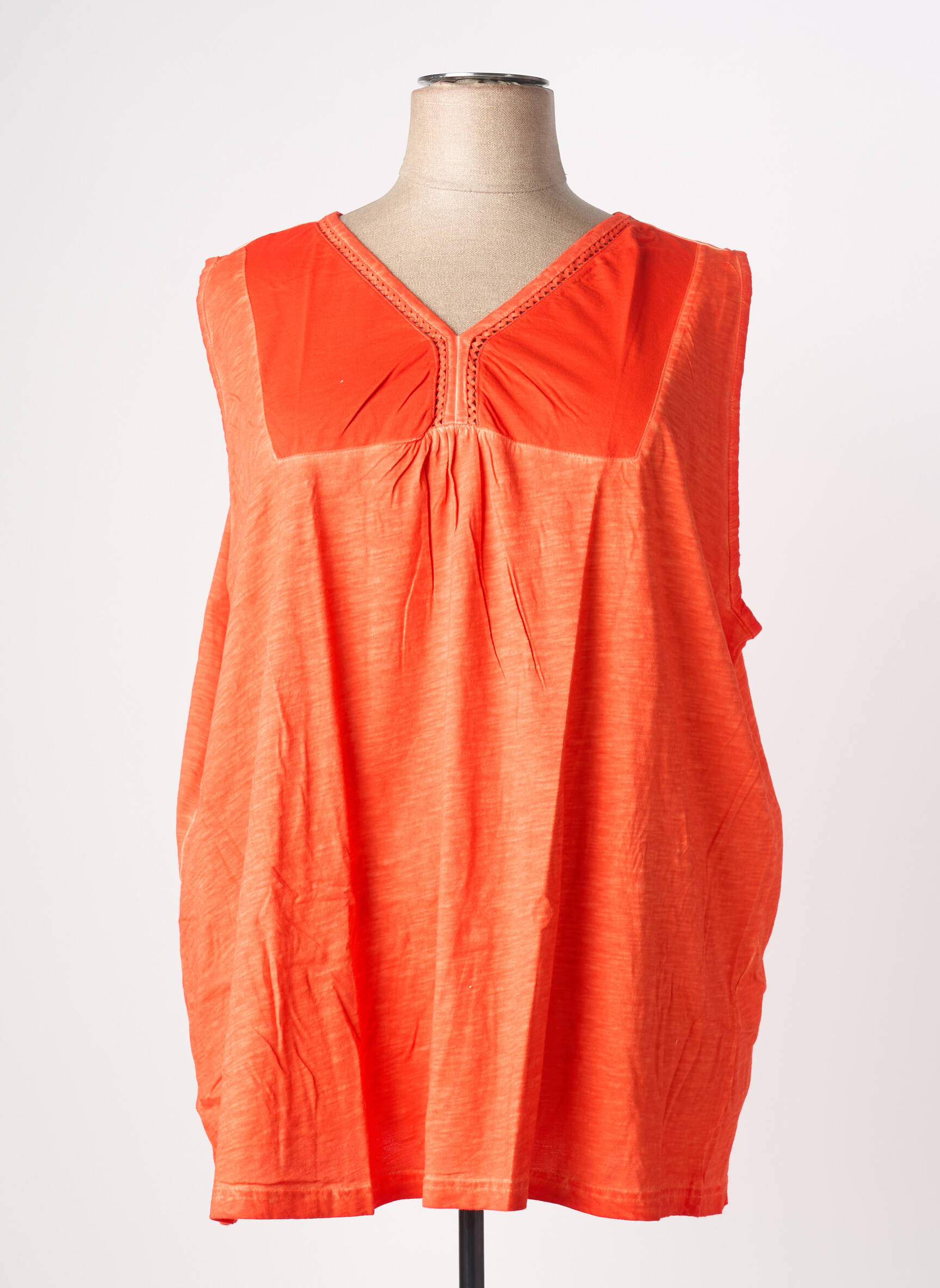 Top col v sans manche orange SHEEGO femme