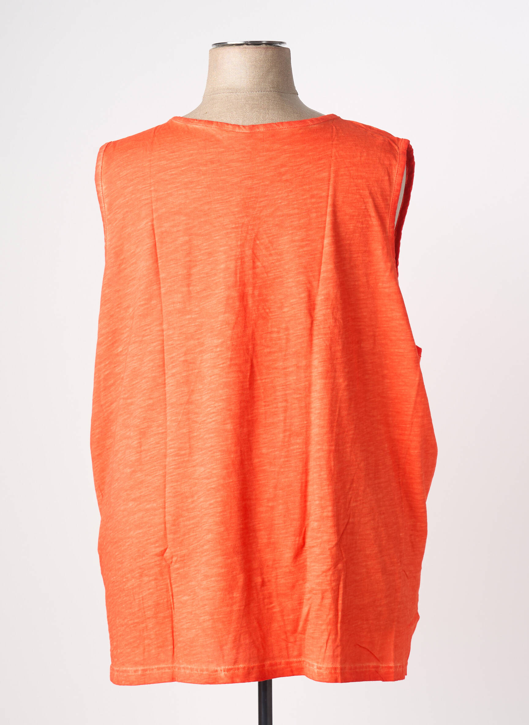 Top col v sans manche orange SHEEGO femme