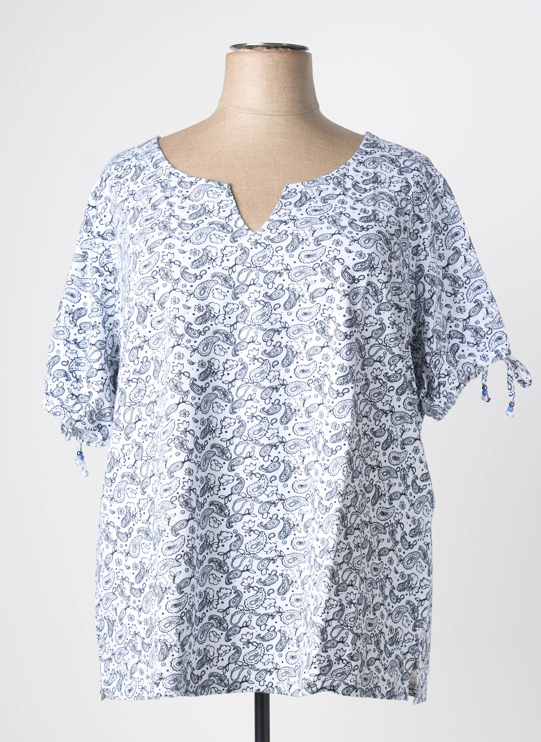 Top stretch manches courtes blanc SHEEGO femme