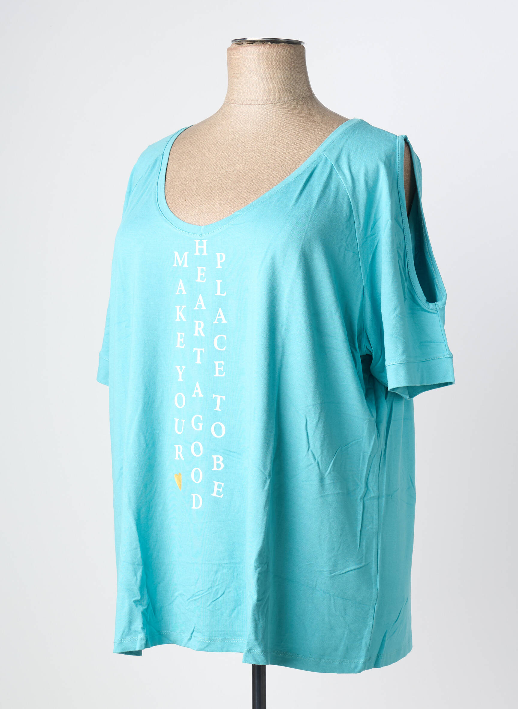 Top manches courtes manches courtes bleu SHEEGO femme