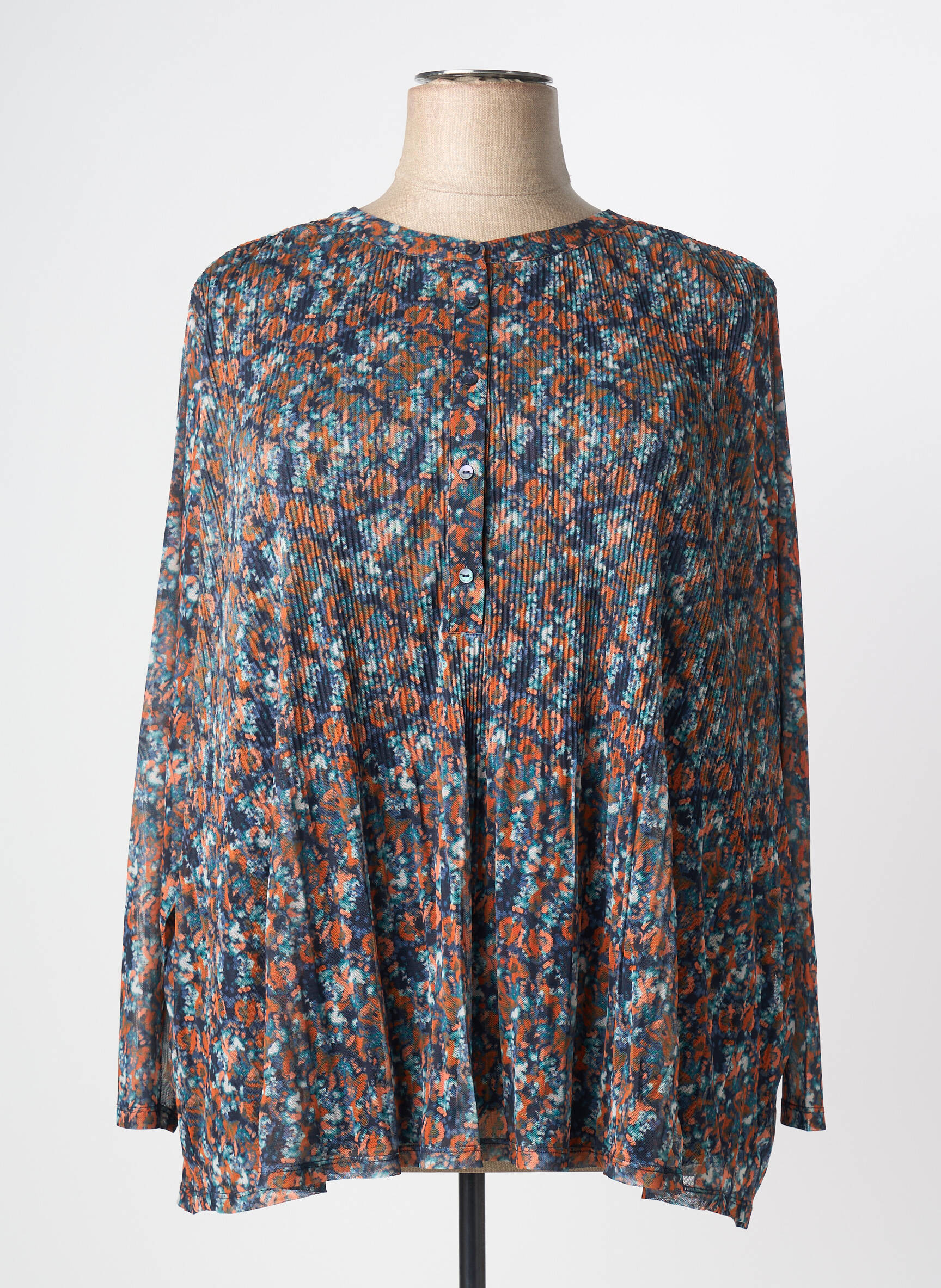 Blouse imprimé fantaisie manches longues bleu TOM TAILOR femme