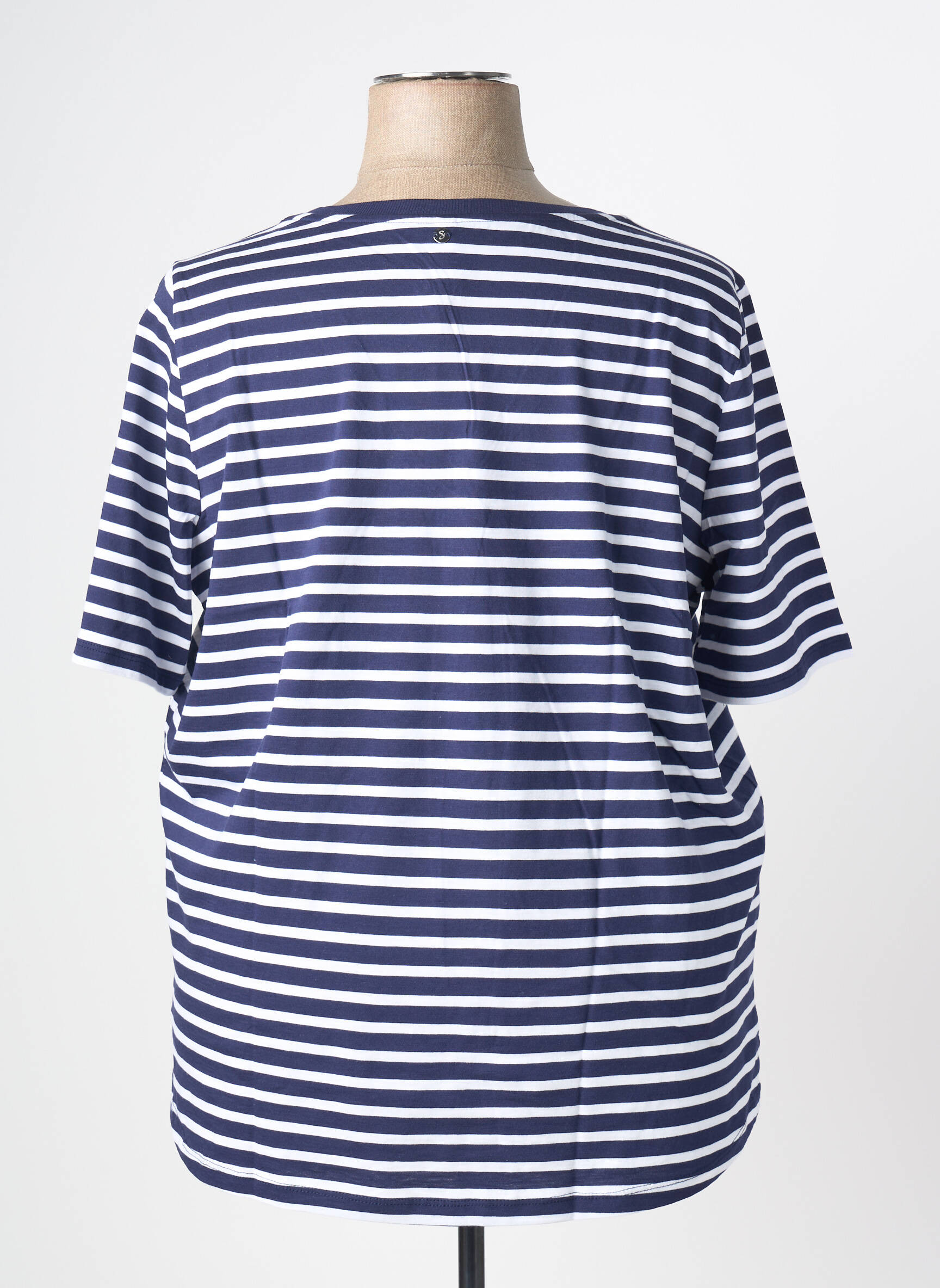 T-shirt col v manches courtes bleu SHEEGO femme