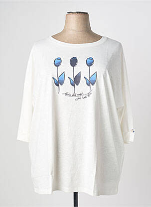 T-shirt manches 3/4 manches 3/4 blanc SHEEGO femme