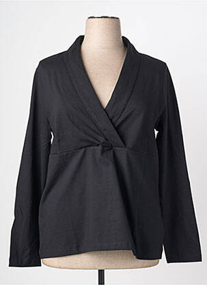 Blouse tissage popeline manches longues noir SHEEGO femme
