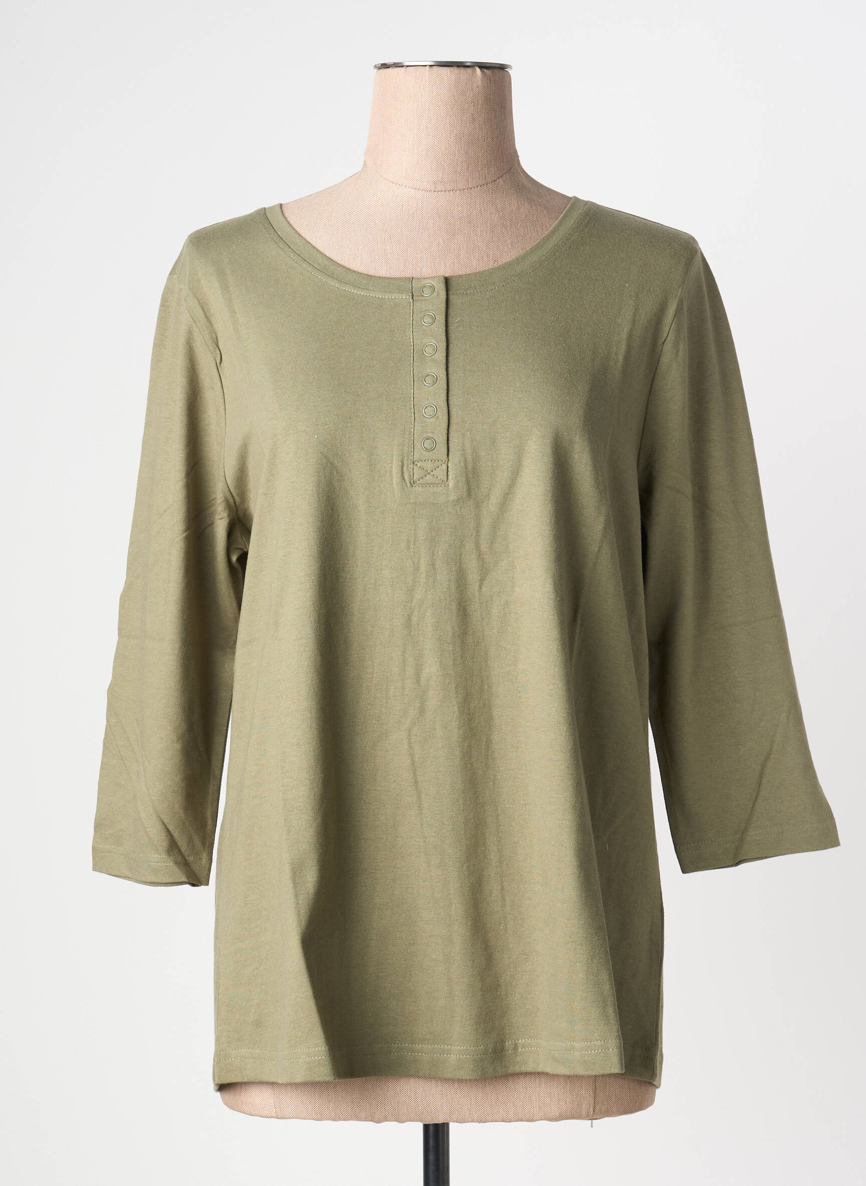 T-shirt manches 3/4 manches 3/4 vert SHEEGO femme