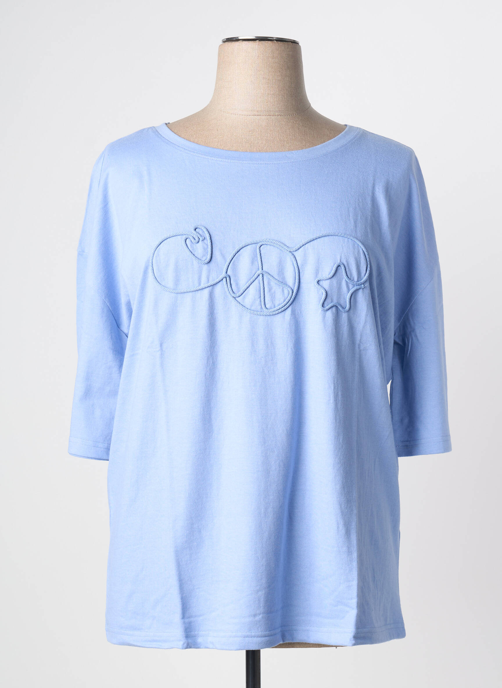 T-shirt manches 3/4 manches 3/4 bleu SHEEGO femme