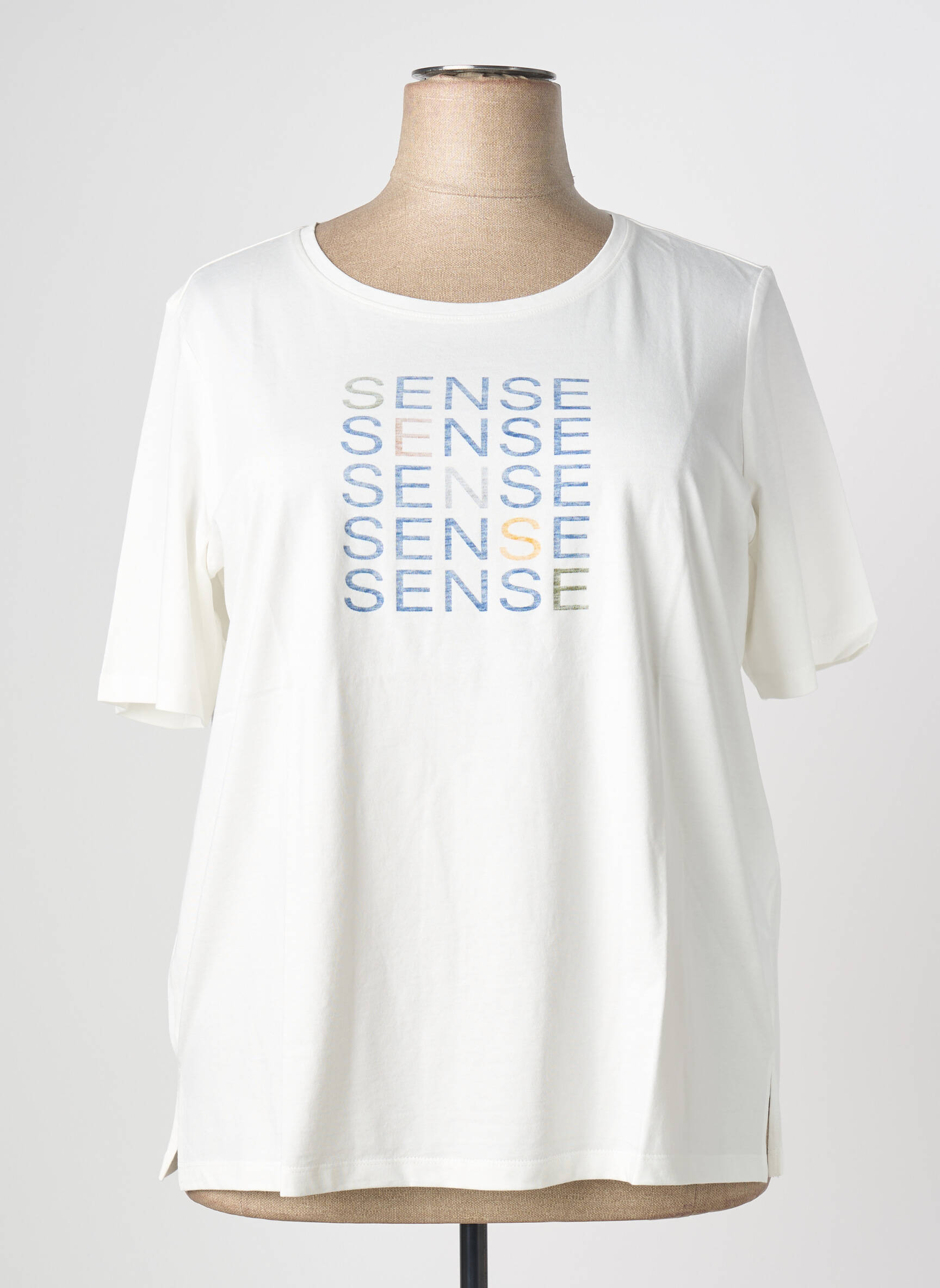 T-shirt stretch manches courtes blanc TRIANGLE femme