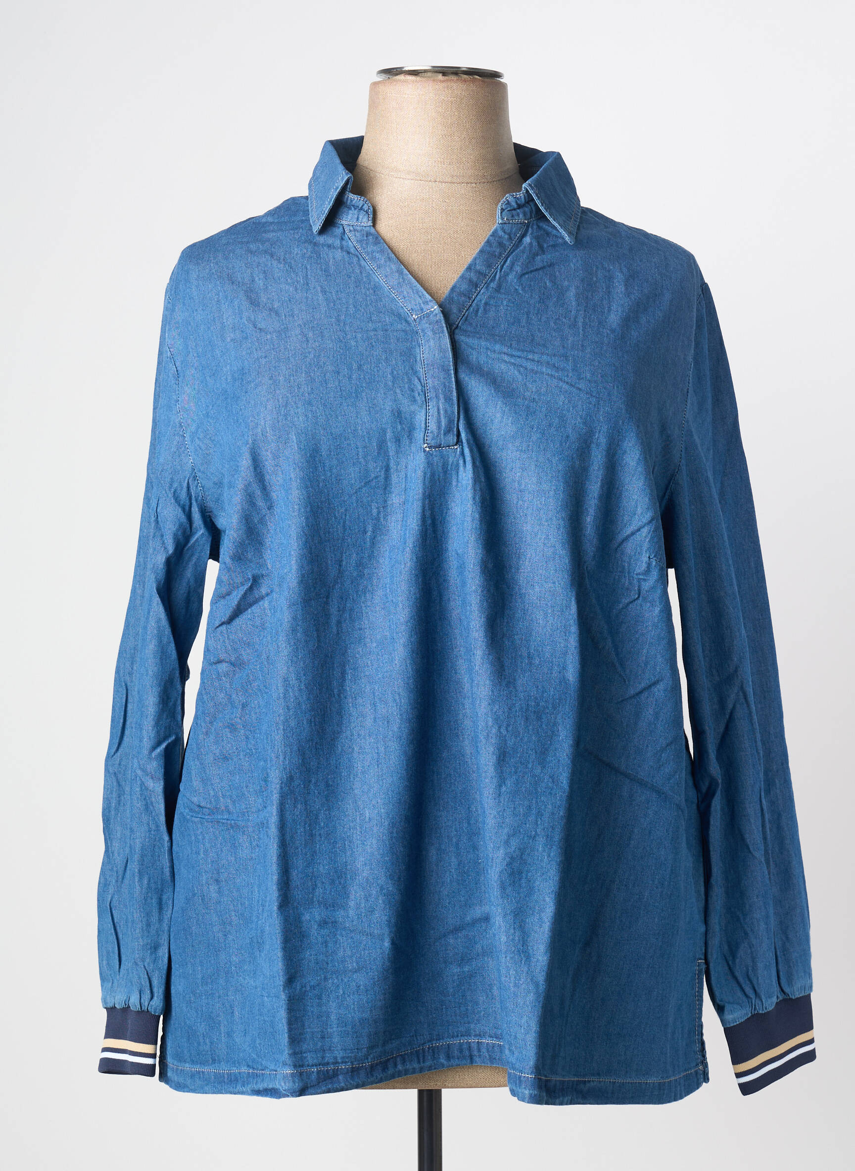Blouse manches longues manches longues bleu SHEEGO femme
