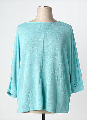 Pull col rond manches 3/4 bleu TOM TAILOR femme