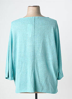 Pull col rond manches 3/4 bleu TOM TAILOR femme