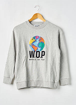 Sweat-shirt broderie manches longues gris W.O.P (WORLD OF POP) enfant