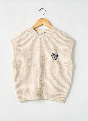 Pull resserrée sur le bas sans manche beige LE TEMPS DES CERISES fille