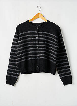 Gilet manches longues maille tricot noir LE TEMPS DES CERISES fille