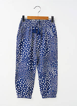 Pantalon large tissage crêpe taille élastique bleu MAYORAL fille