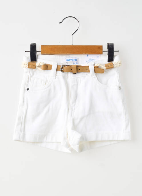 Short fermeture zippée sous rabat boutonné blanc MAYORAL fille