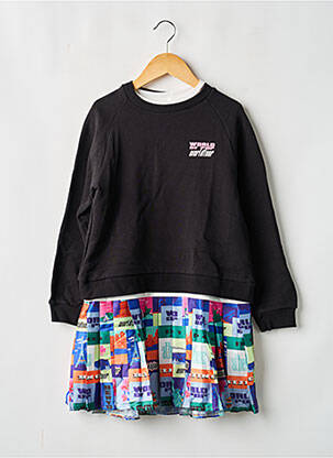 Robe mi-longue col rond manches longues noir W.O.P (WORLD OF POP) fille