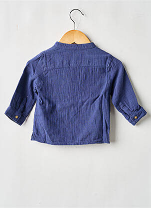 Chemise manches longues tissage popeline bleu MAYORAL garçon