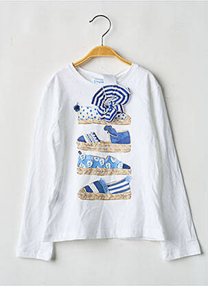 T-shirt stretch manches longues blanc MAYORAL fille