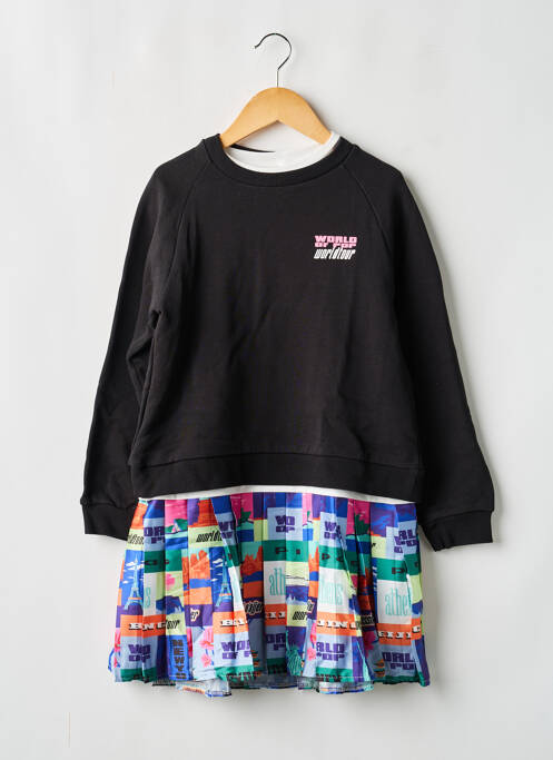 Robe mi-longue col rond manches longues noir W.O.P (WORLD OF POP) fille