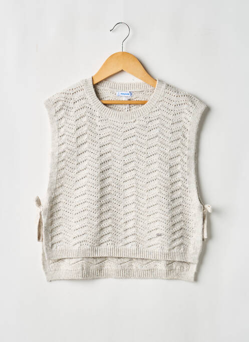 Pull coupe droite sans manche gris MAYORAL fille