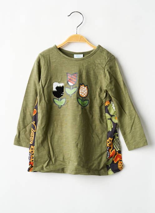 Top coupe droite manches longues vert BOBOLI fille