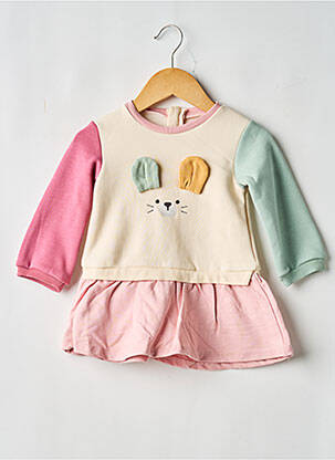 Robe mi-longue fermeture zippée au dos manches longues beige MAYORAL fille