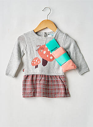 Robe courte manches longues manches longues gris BOBOLI fille