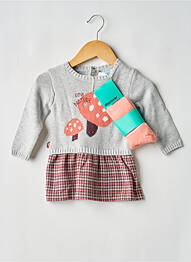 Robe courte maille fine manches longues gris BOBOLI fille