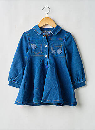 Robe mi-longue manches longues bleu MAYORAL fille