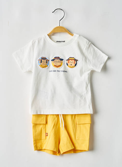Ensemble short sérigraphie floquée blanc MAYORAL garcon