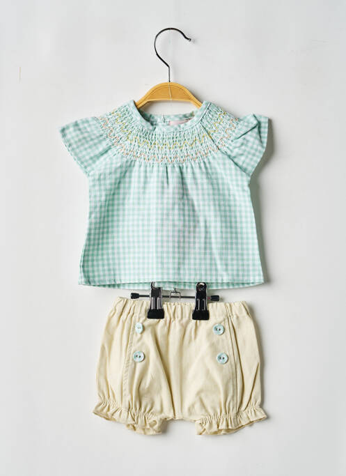 Ensemble short manches courtes vert BOBOLI fille