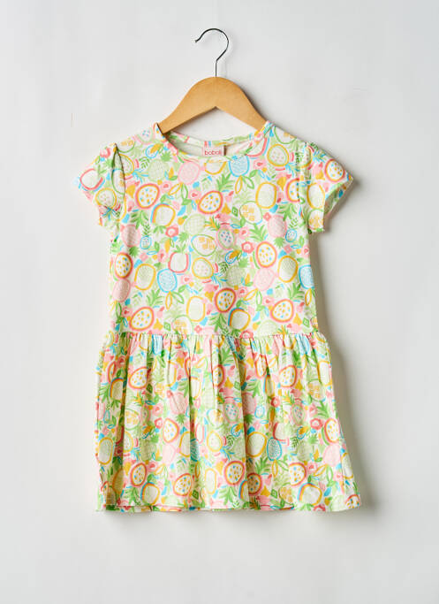 Robe courte imprimé fantaisie manches courtes vert BOBOLI fille