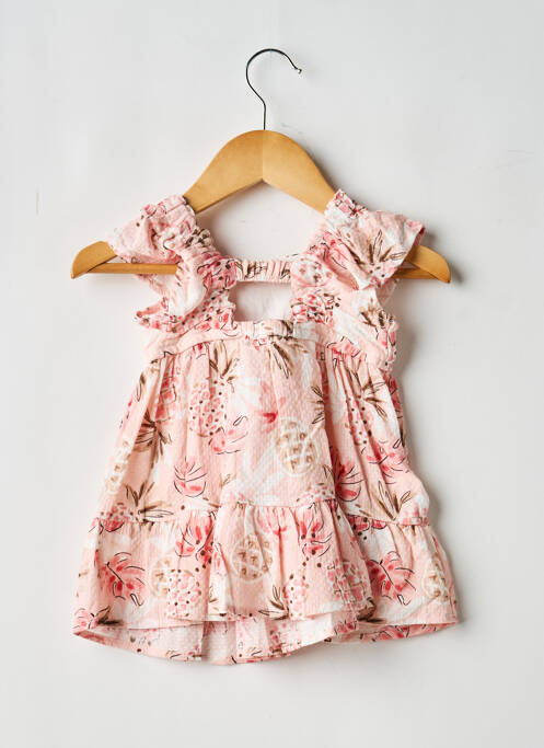 Robe courte col carré manches courtes rose MAYORAL fille