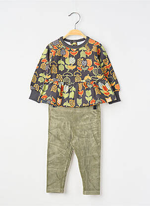 Ensemble pantalon type de haut t-shirt vert BOBOLI fille
