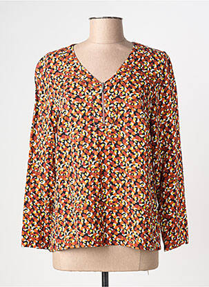 Blouse tissage popeline manches longues orange FRANCE RIVOIRE femme