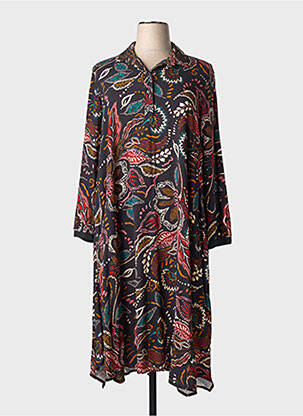 Robe longue manches longues manches longues noir FRANCK ANNA femme