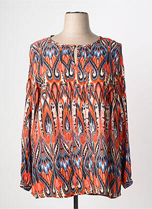 Blouse imprimé fantaisie manches longues orange CISO femme