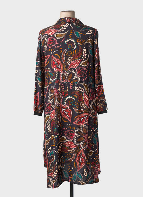 Robe longue imprimé fantaisie manches longues noir FRANCK ANNA femme