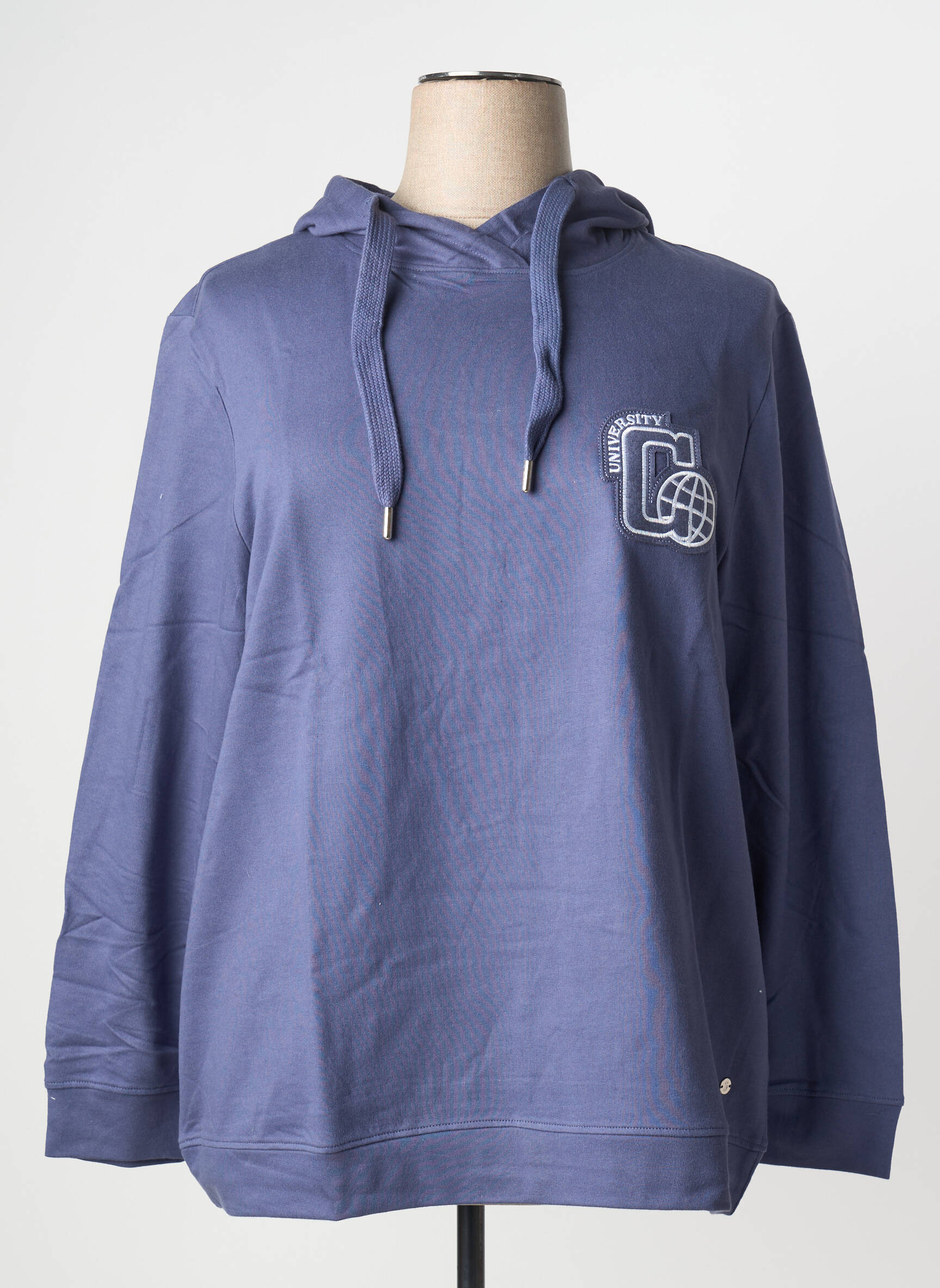 Sweat-shirt à capuche broderie manches longues bleu SHEEGO femme